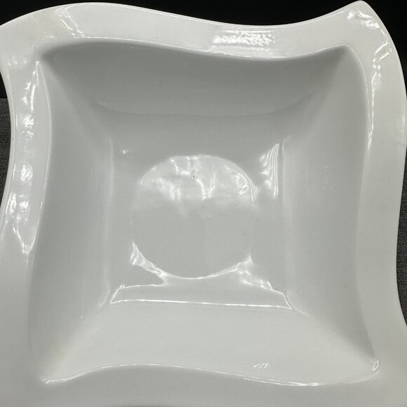 SIMPLE DINING Square Wavy Serving Bowl White Porcelain New Wave Modern Style 7.5 - Picture 10 of 12